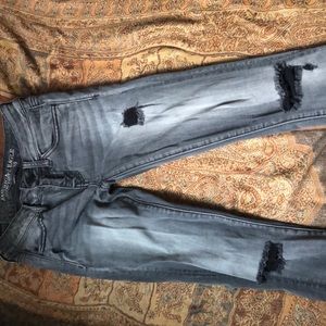American Eagle super low rise destroyed jeggings